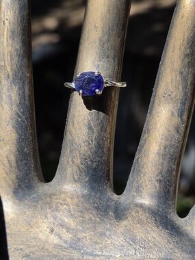 Sapphire 6k Natural Cushion Cut Sterling Ring Sz7.25